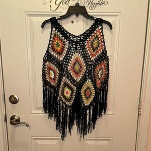 Boho Crochet Fringe Camisole - Multicolor‎